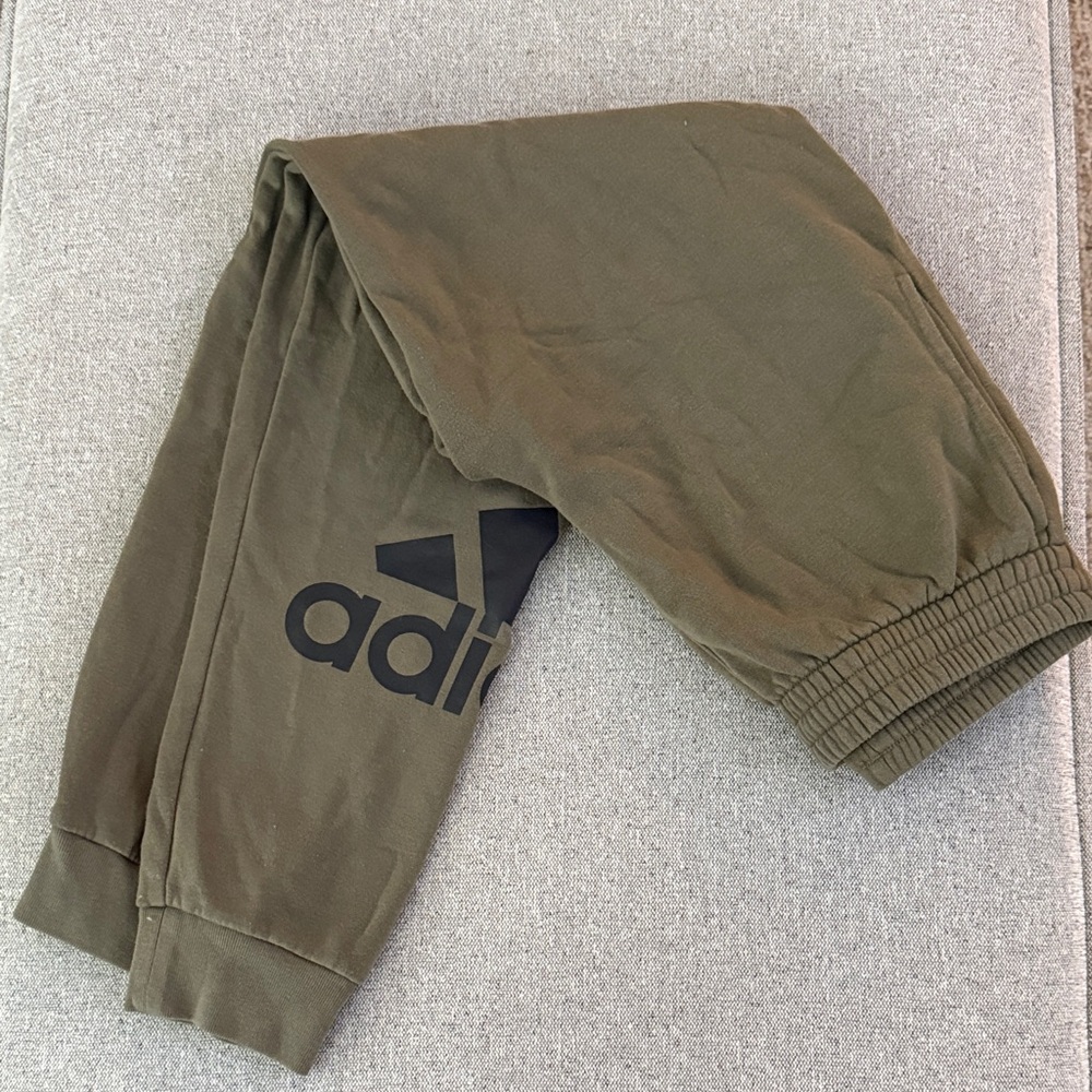 Adidas Kids Green Joggers with Black Logo